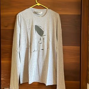 Men’s Long sleeve YSL Yves Saint Laurent Grey Logo Tshirt Size:L